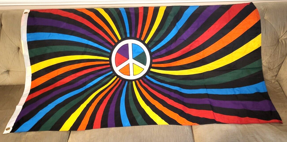 Rainbow Swirl Peace Flag Waterproof Polyester 58"x36"